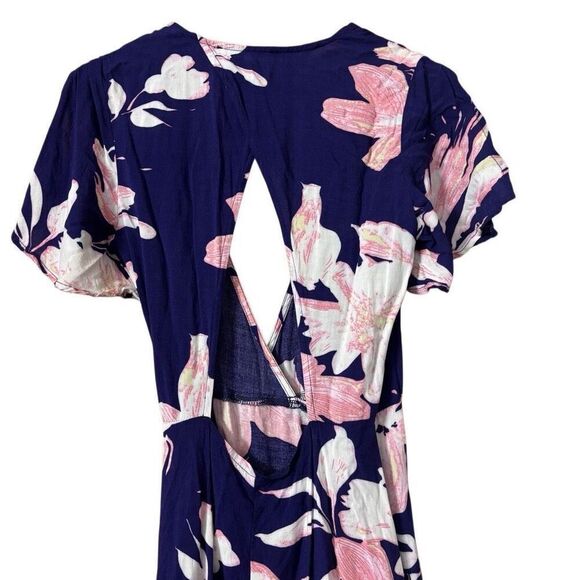 Lulus Azalea Regalia Navy Blue Floral Print Wrap Maxi Dress - Picture 9 of 9